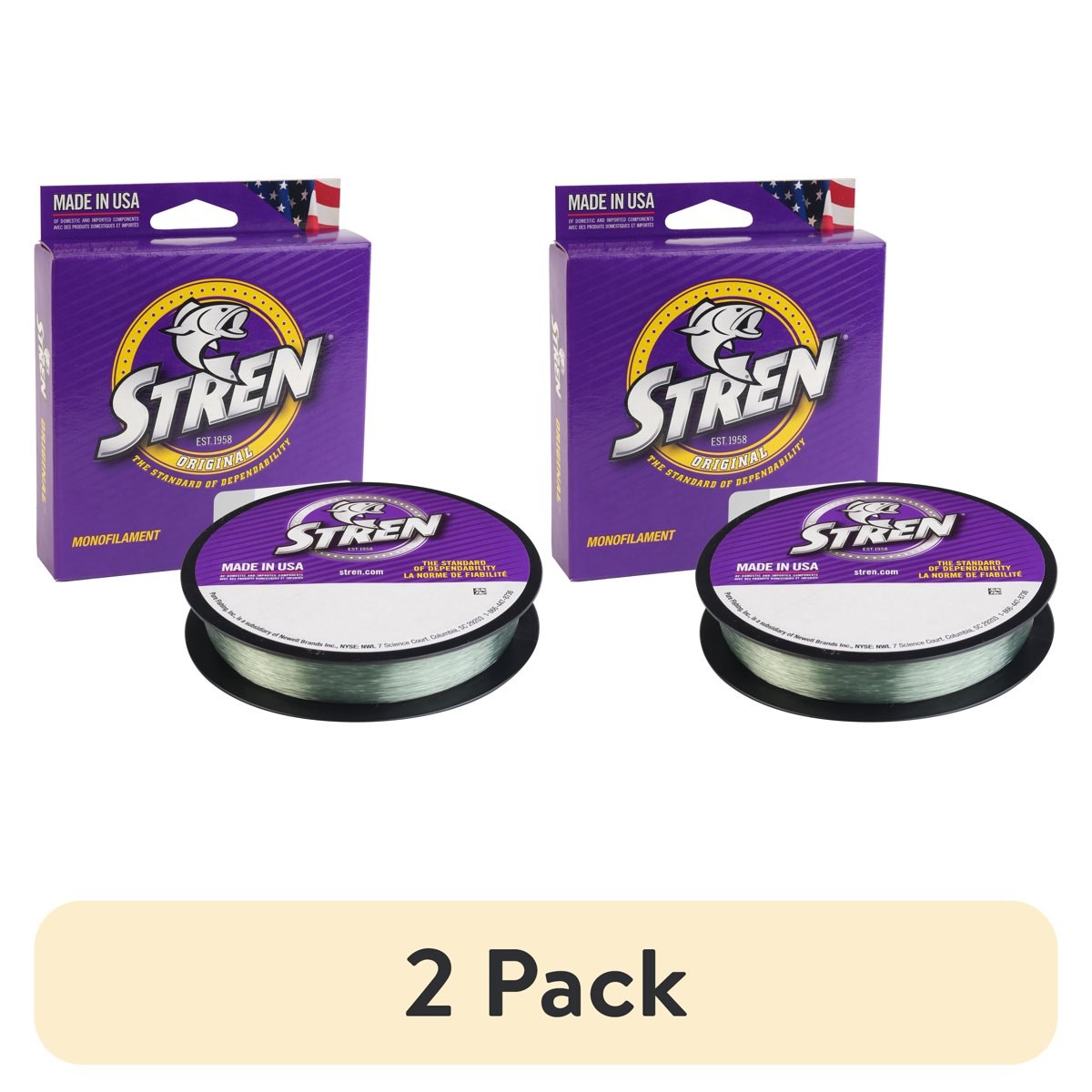 (2 pack) Stren Original Monofilament Fishing Line, Lo-Vis Green, 8 lb Test Strength, 330 yd