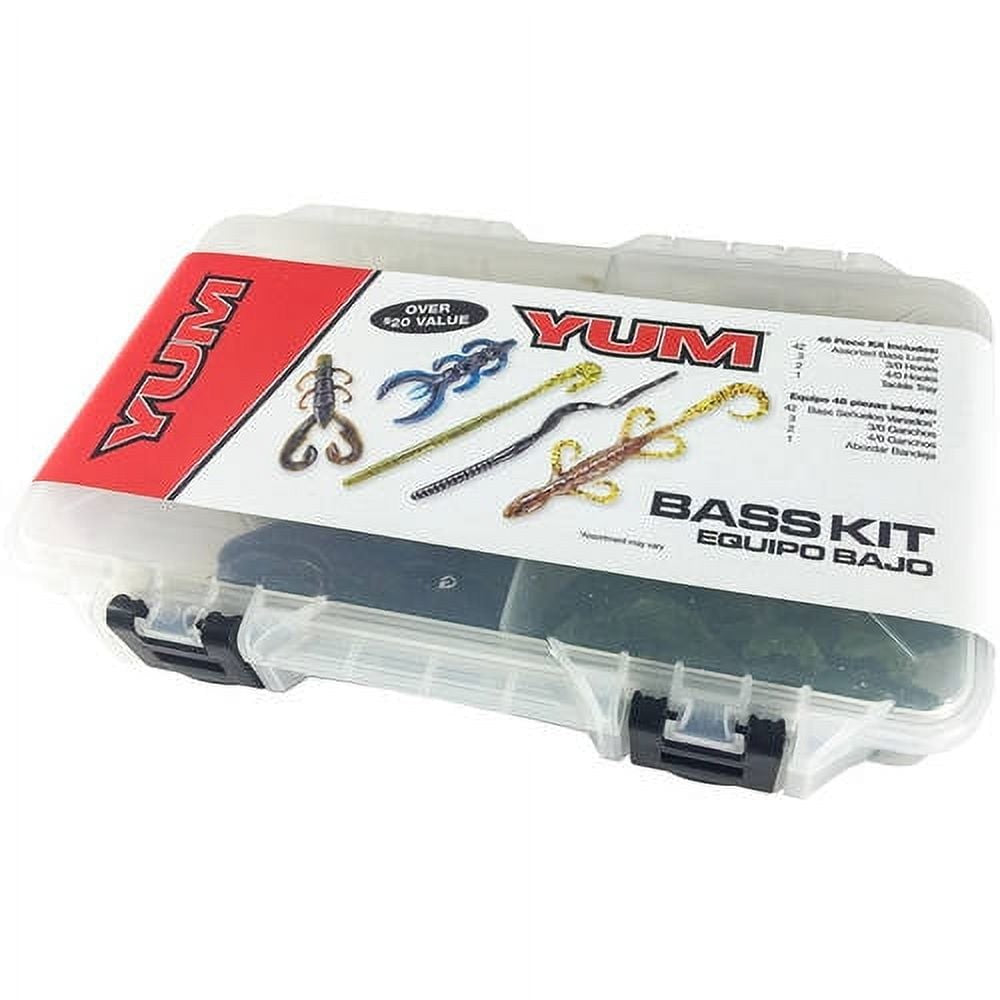 Brand: YUM Worm Fishing Kit Assortment Soft Plastic Baits and colors.