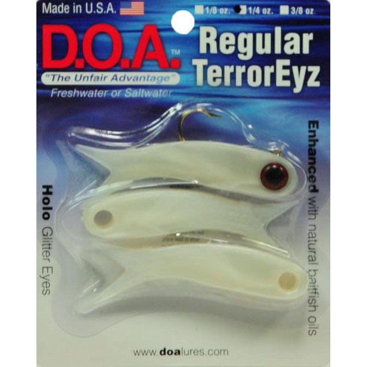 D.O.A. Terror Eyz Soft bait with Jig, Pearl with Red Eyes