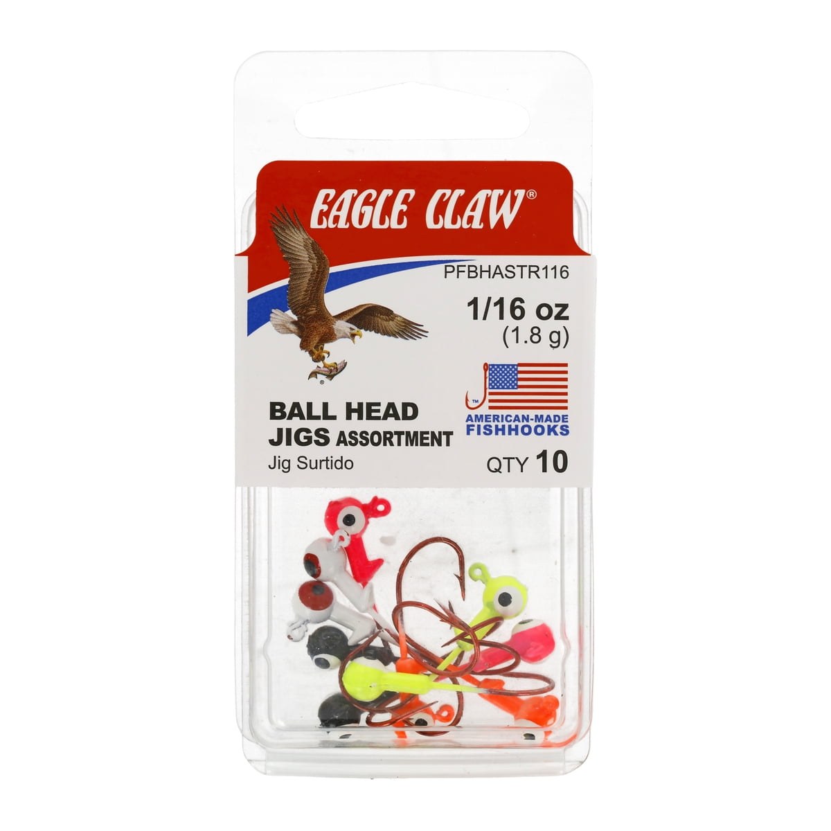Eagle Claw Ball Head 1/16 Oz, Asst, Red Hook