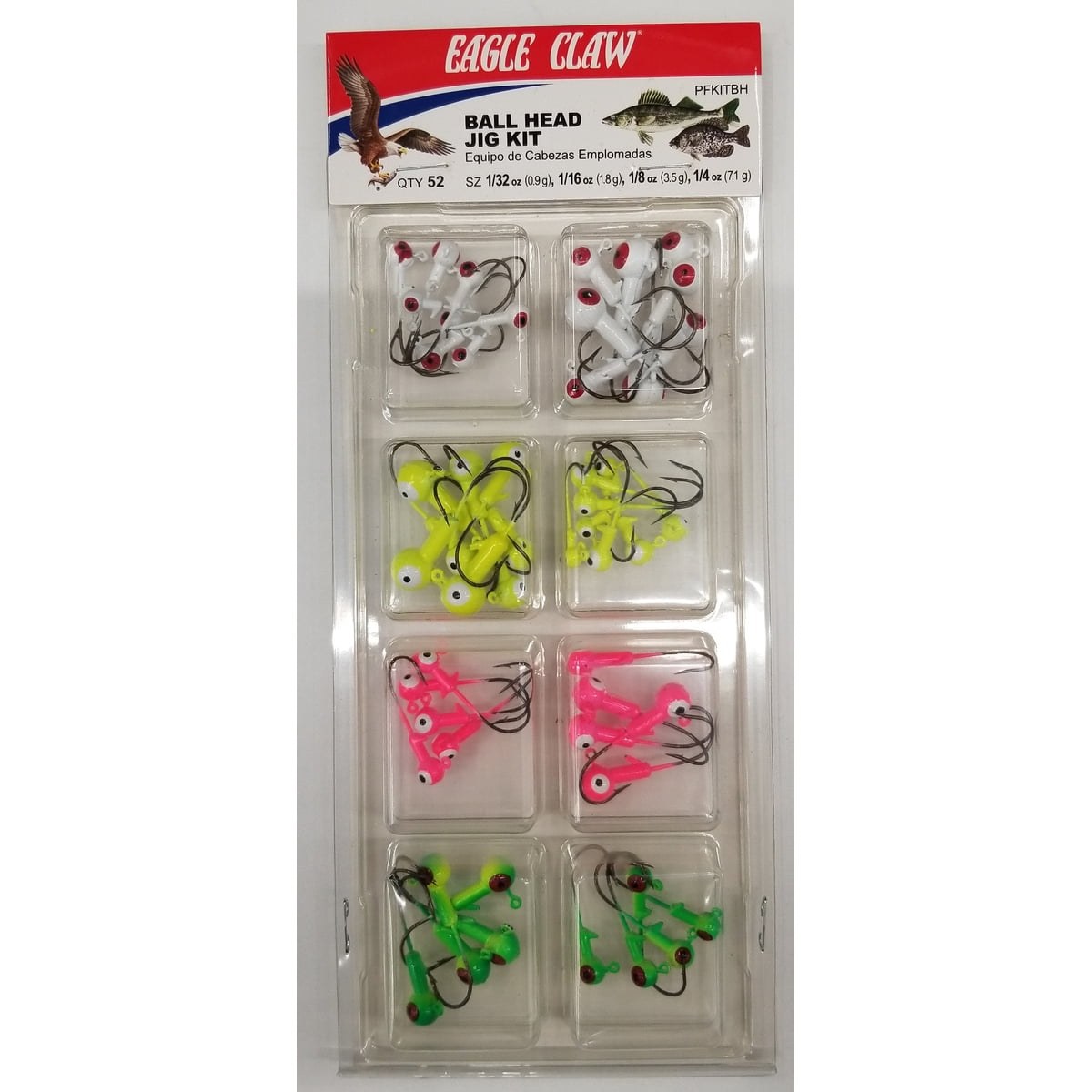 Eagle Claw Ball Head Fishing Jig Kit Assortment, 52 Count