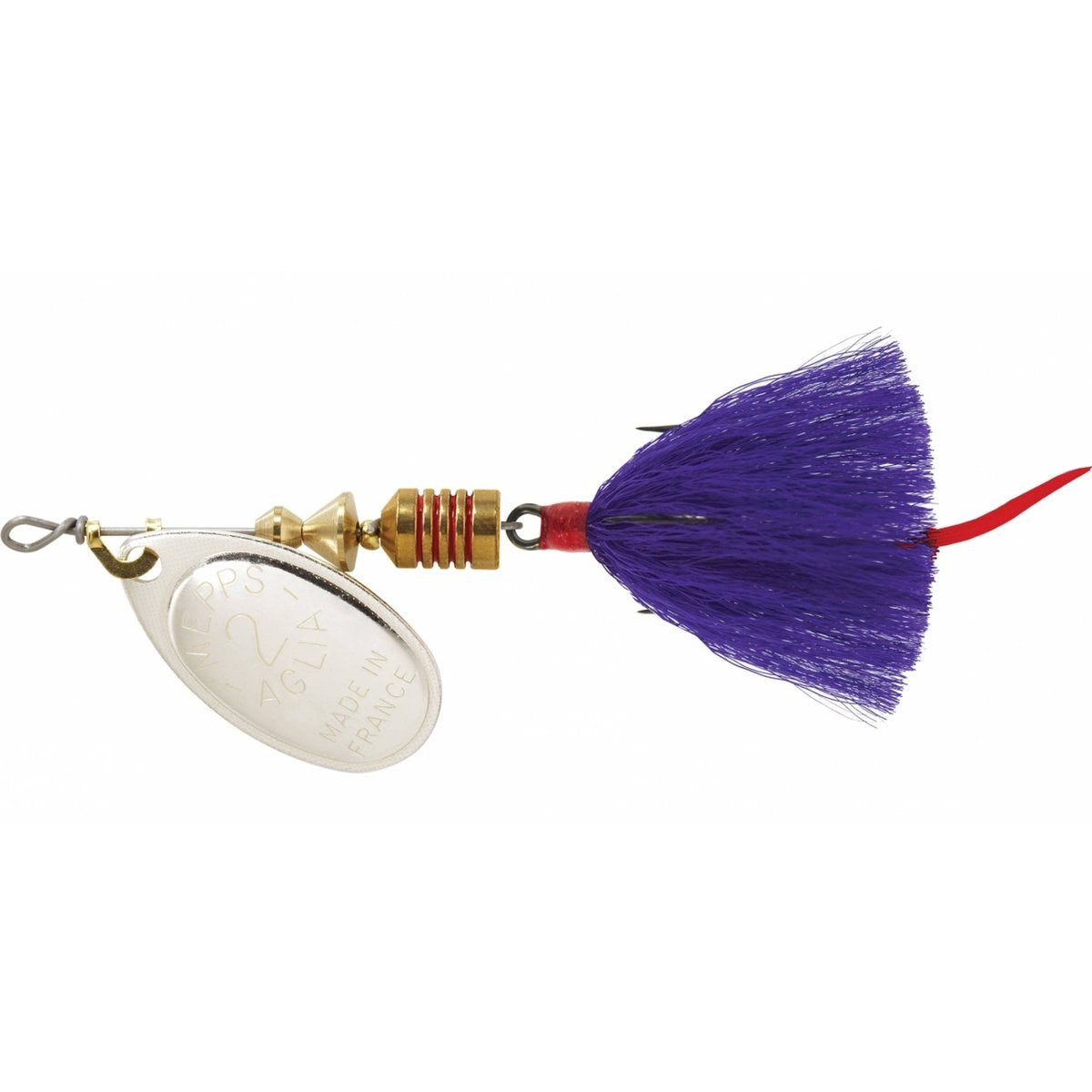 Mepps Aglia Dressed Inline Spinner 1/6 oz Silver Blade, Purple Tail