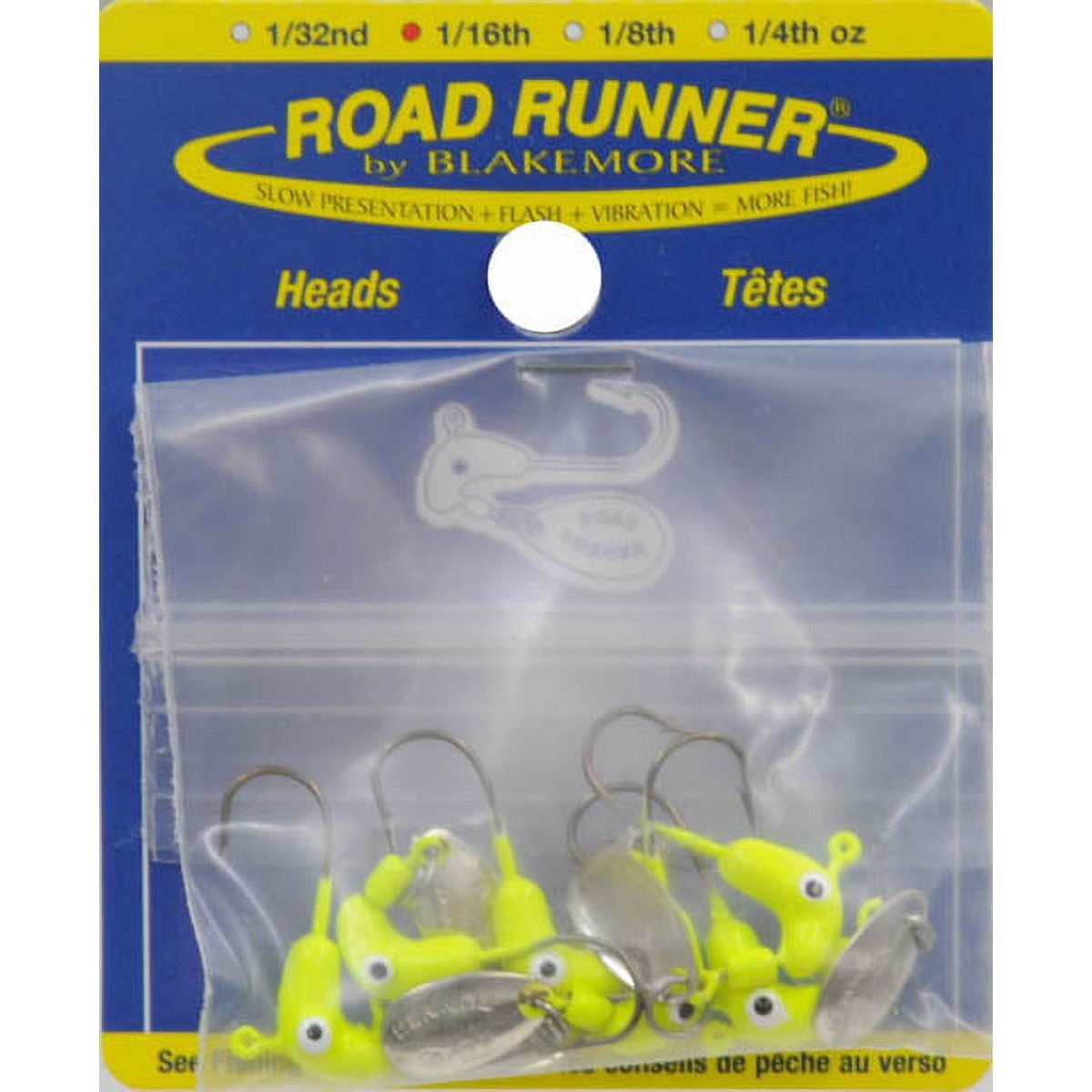 Road Runner Heads, 1/16 Oz.,Underspin Fishing jig.