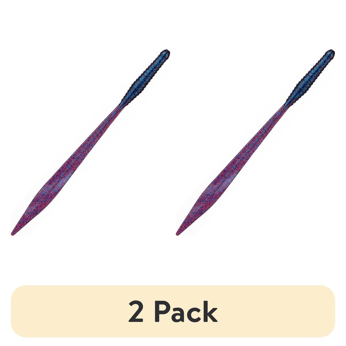 (2 pack) 6th Sense Fishing Ridge Worm Long Ribbon Tail, 10", Plum Fleck