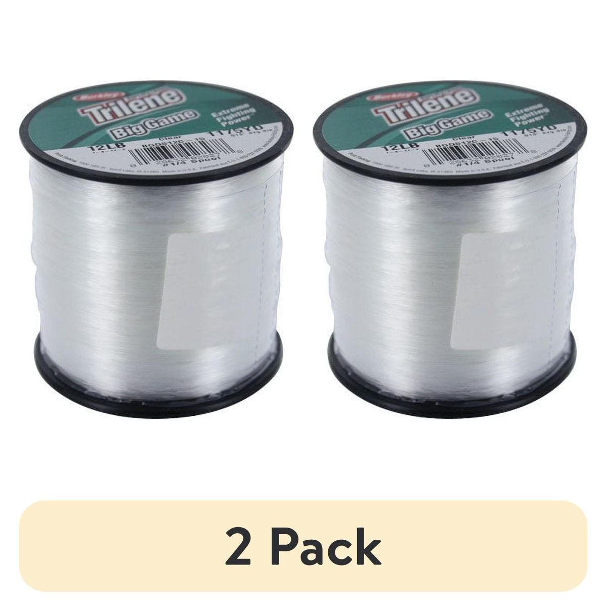 (2 pack) Berkley Trilene Big Game Monofilament Fishing Line, Clear, 15 lb Test Strength, 900 yd