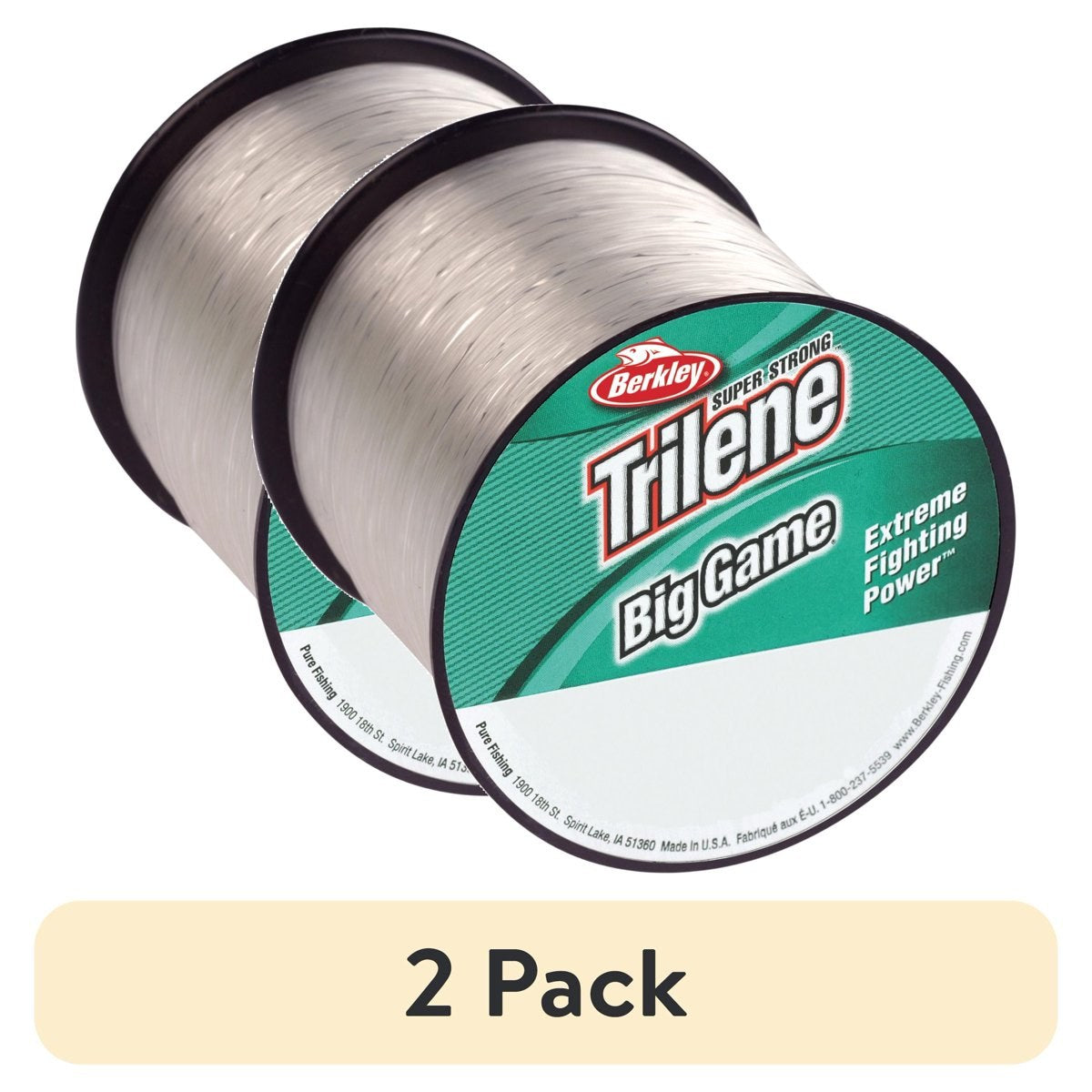 (2 pack) Berkley Trilene Big Game Monofilament Fishing Line, Clear, 40 lb Test Strength, 370 yd