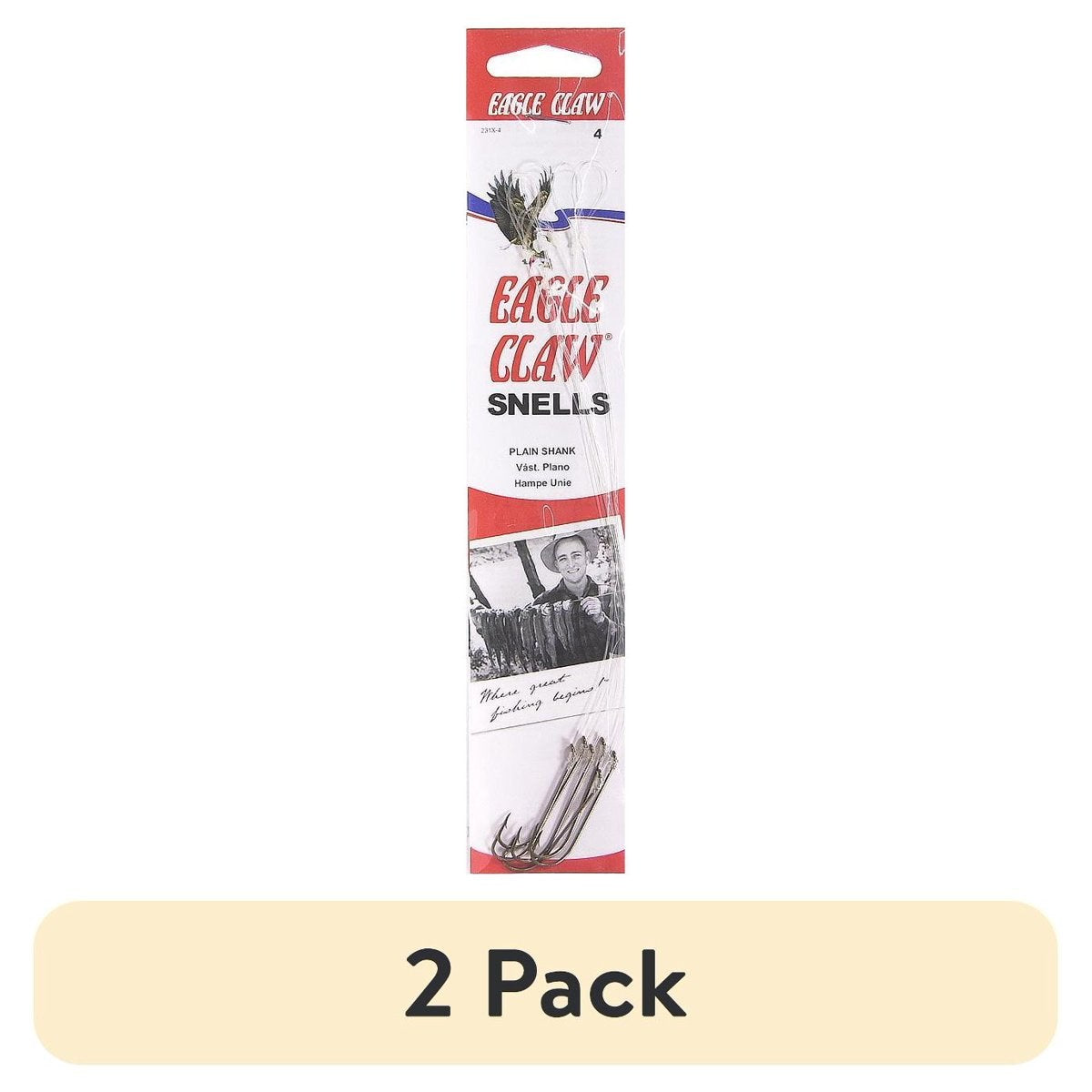 (2 pack) Eagle Claw 231XH-4 Plain Shank Hook, Bronze, Size 4, 6 Pack