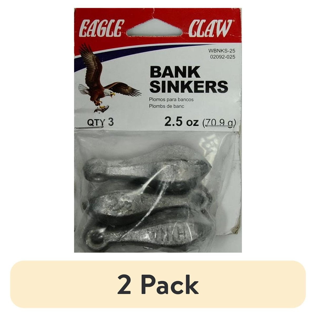 (2 pack) Eagle Claw Bait Sinker, 2.5 oz., 3 Pack