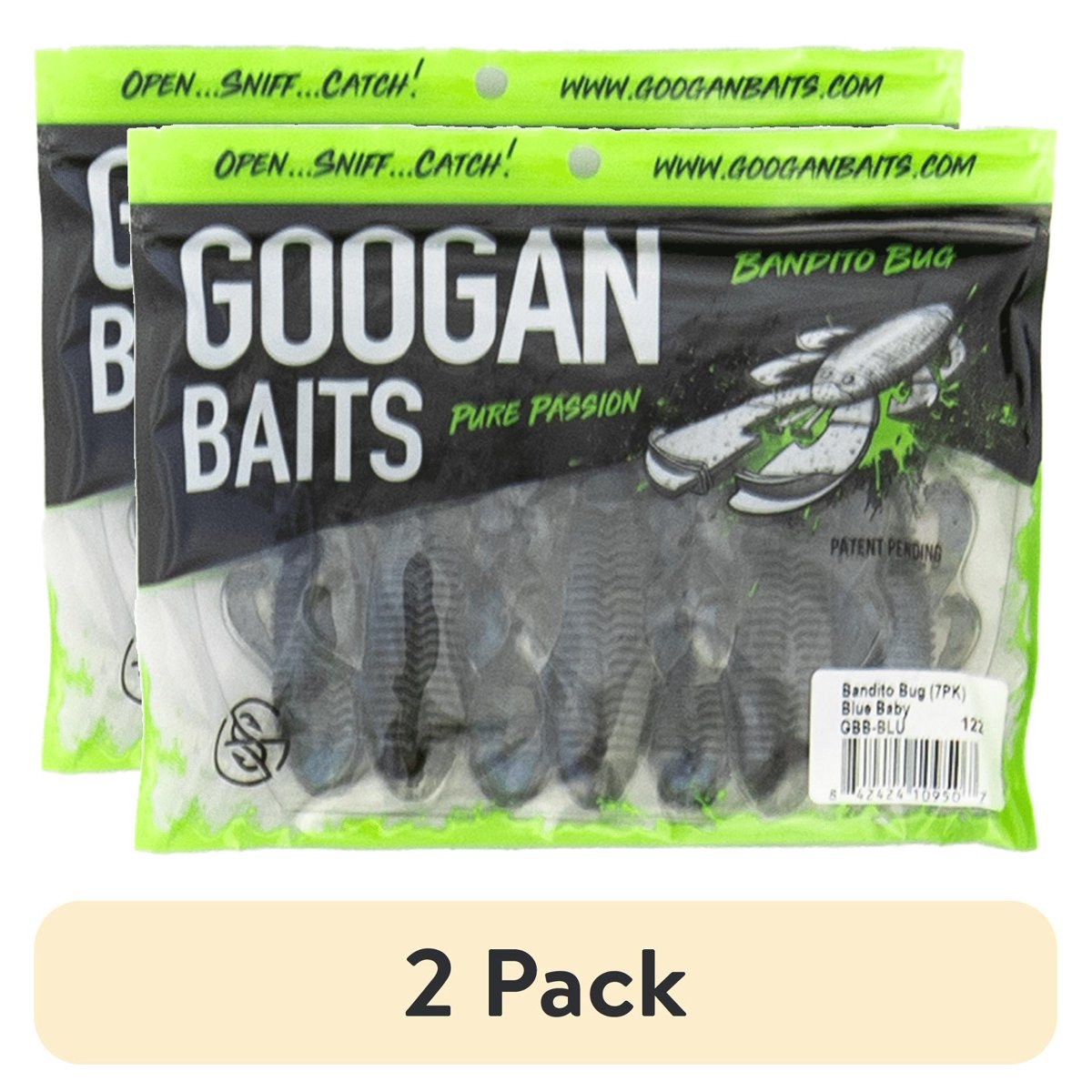 (2 pack) Googan Baits Bandito Bug 4-Inch Watermelon Red Flake Soft Plastic Fishing Lure