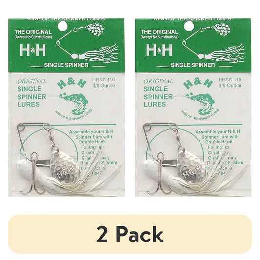 (2 pack) H&H Lure Company Original Spinner Bait Single Blade, 3/8 oz
