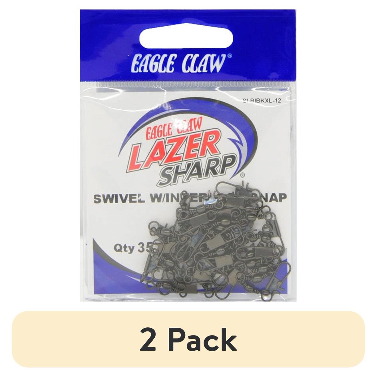 (2 pack) Lazer Sharp Barrel Swivel with Interlock Snap, Black, Size 12, 35 Pack