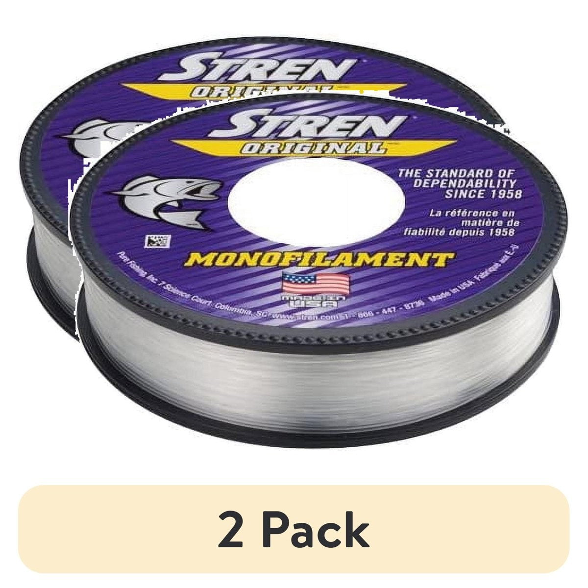 (2 pack) Stren Original Monofilament Fishing Line, Clear/Blue Fluorescent, 12 lb Test Strength, 300 yd