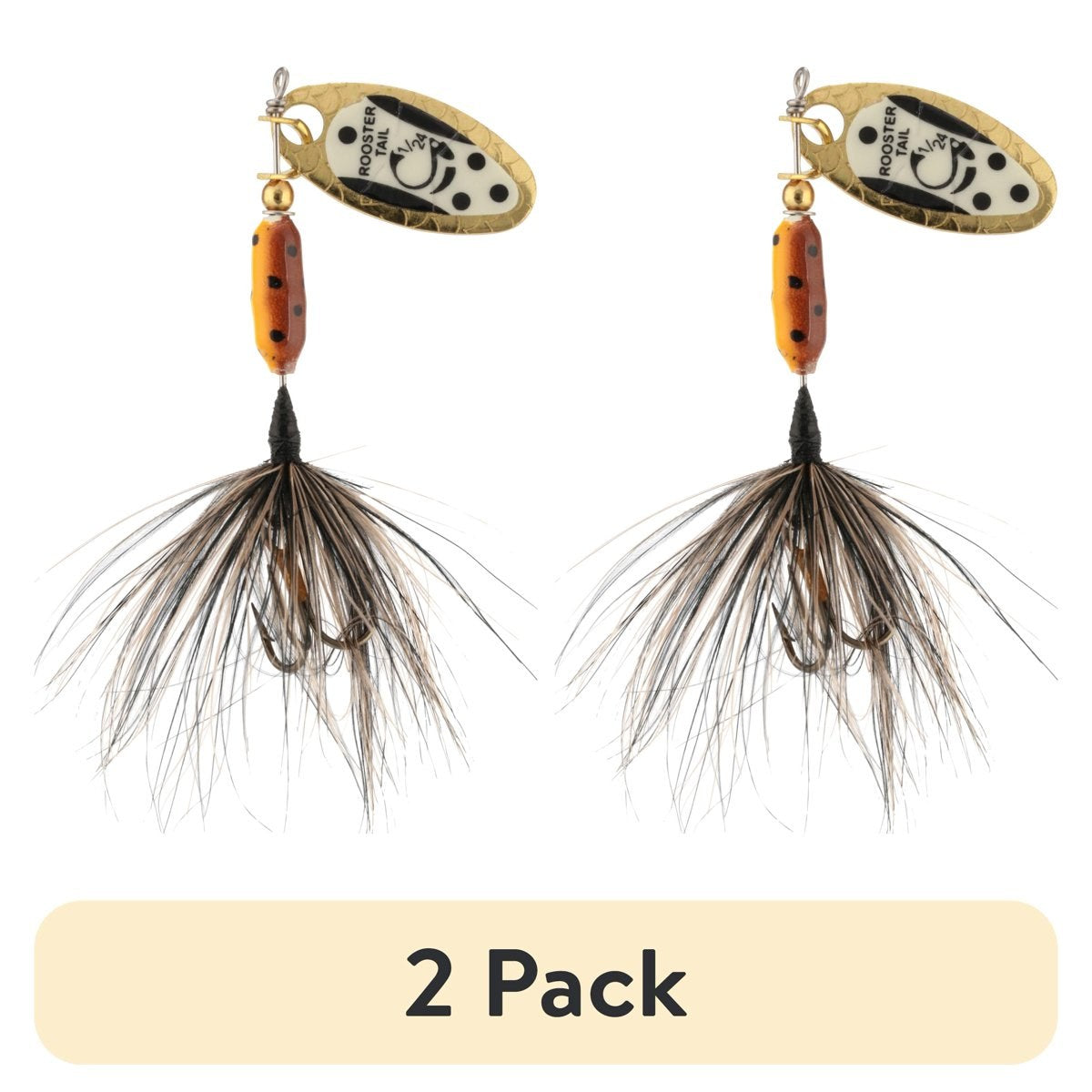 (2 pack) Worden's Original Glow Tuxedo Blade 1/24 oz. Rooster Tail, Inline Spinnerbait Fishing Lure