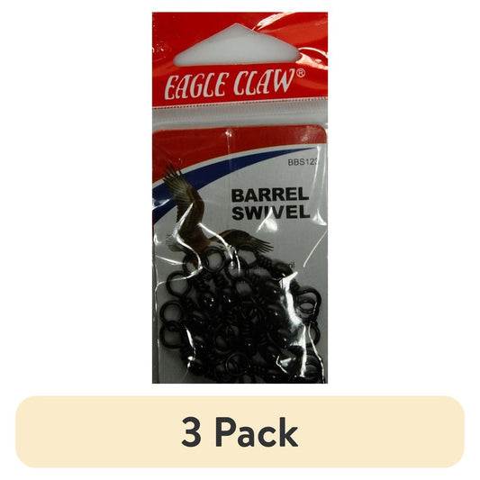 (3 pack) Eagle Claw Fishing Tackle, BBS123 Barrel Swivel, Black, Size 3