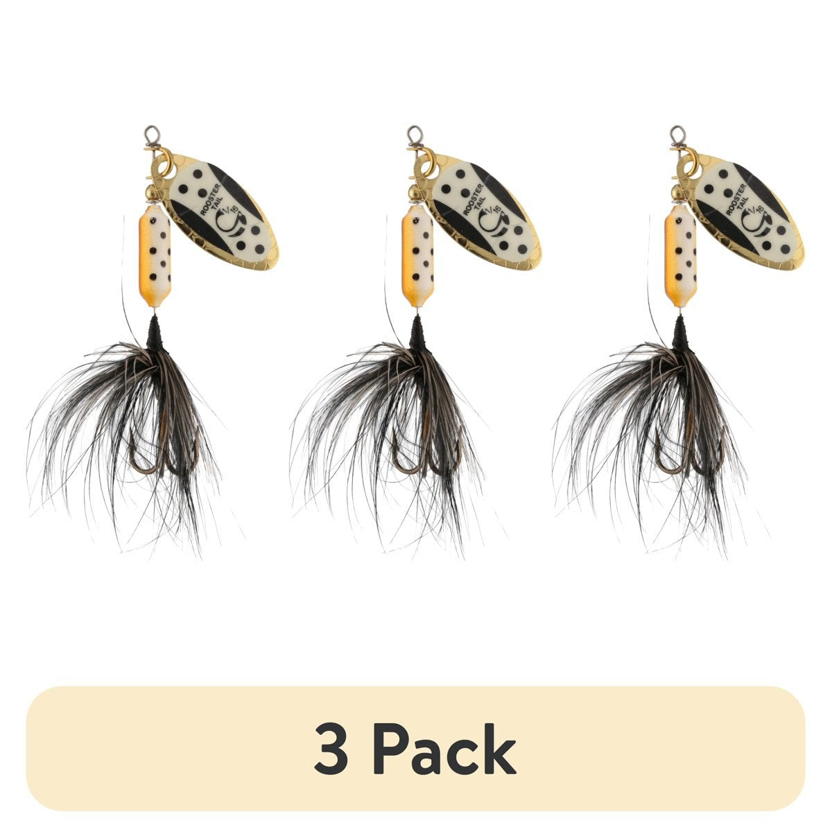(3 pack) Worden's Original Glow Tuxedo Blade 1/16 oz. Rooster Tail, Inline Spinnerbait Fishing Lure