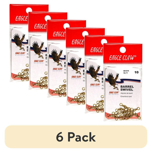 (6 pack) Eagle Claw Barrel Swivel, Brass, Size 3 Swivel