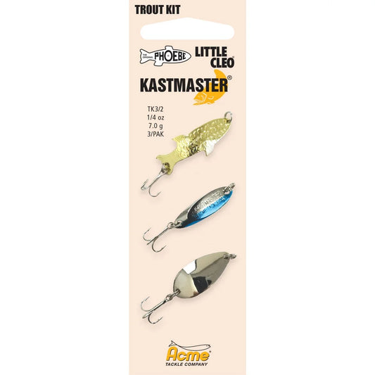 Acme Tackle Kastmaster Fishing Spoon Trout Kit # 2, 1/4 oz. Chrome Assortment 3 Pack