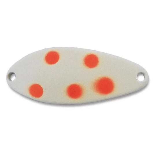 Acme Tackle Little Cleo Fishing Spoon Glow with Flo Orange Dots 2/5 oz.