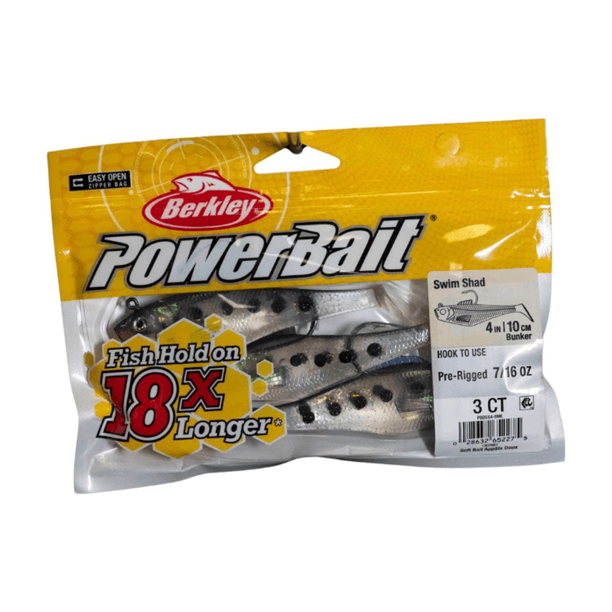 Berkley PowerBait Pre-Rigged Swim Shad Fishing Bait, Bunker, 4in | 10cm