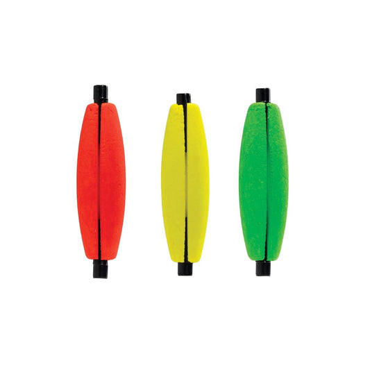 Comal Cigar Peg Slotted Fishing Bobbers, Assorted Colors, 2.5-inch, 3-Pack