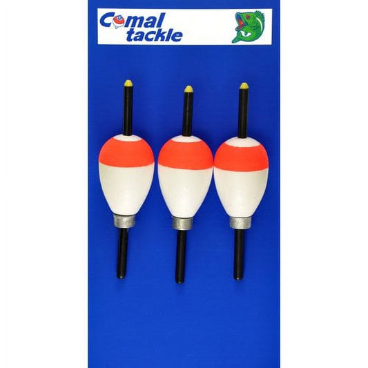Comal Weighted Pear Slip Stick Fishing Bobbers, Red & White, 1.75-Inch, 3-Pack