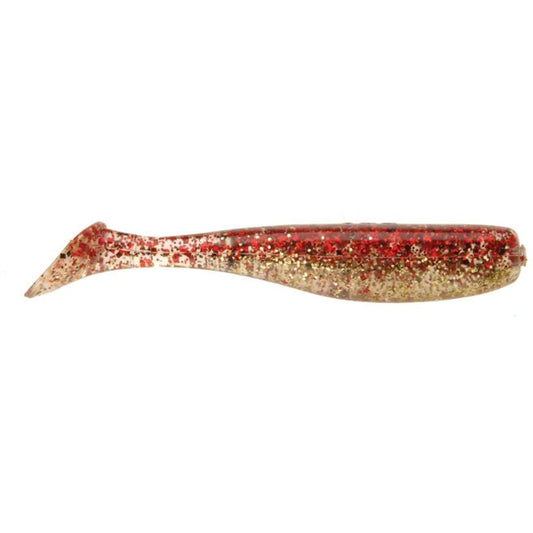 D.O.A. C.A.L. 3" Shad Tail Soft Plastic Bait, Red & Gold, 12 Piece