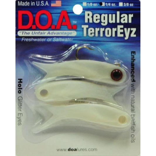 D.O.A. Terror Eyz Soft bait with Jig, Pearl with Red Eyes