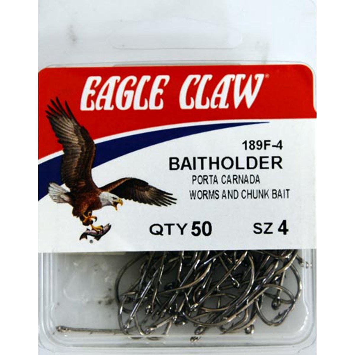 Eagle Claw 189FH-4 Baitholder 2-Slice Offset Hook, Nickel, Size 4, 50 Pack