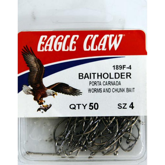 Eagle Claw 189FH-4 Baitholder 2-Slice Offset Hook, Nickel, Size 4, 50 Pack