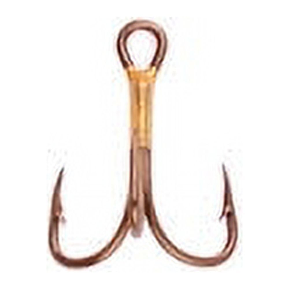 Eagle Claw 2X Treble Regular Shank Curved Point Fishing Hooks, Bronze, Size 4