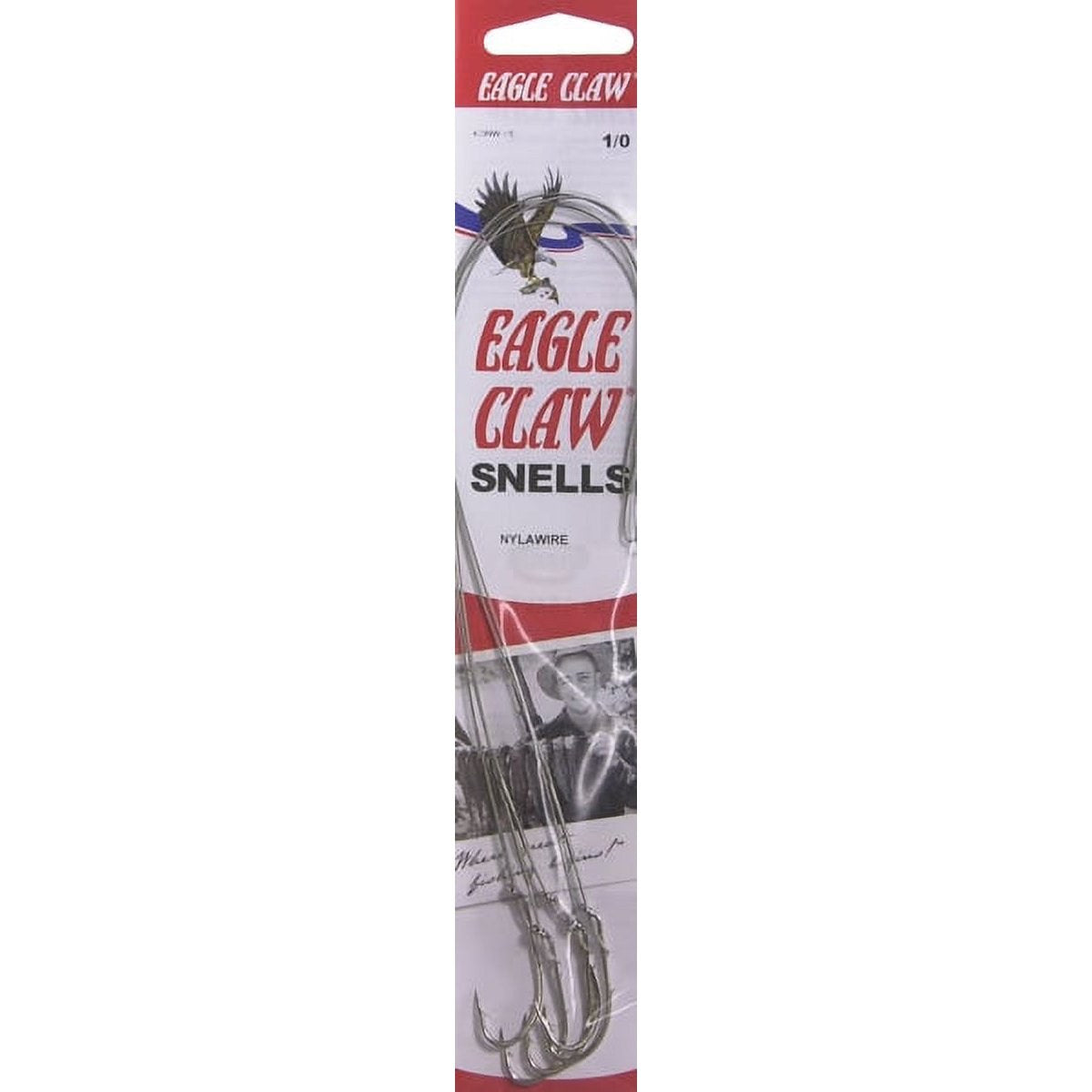 Eagle Claw 423NWH-1/0 Snelled Nylawire Hook, Nickel, Size 1/0