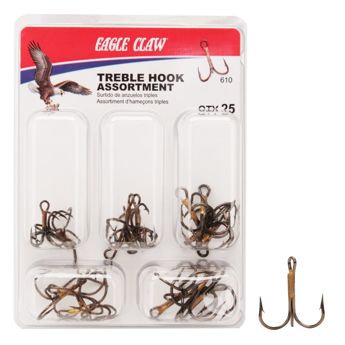 Eagle Claw 610H Treble Hook Assortment, Assorted Sizes