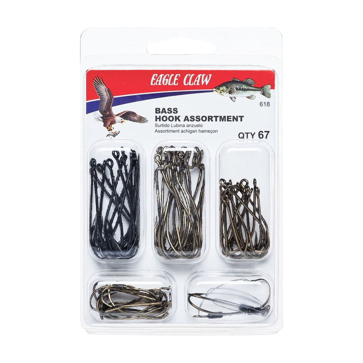 Eagle Claw 618H Bass Hook Assortment Hooks and Assorted Sizes