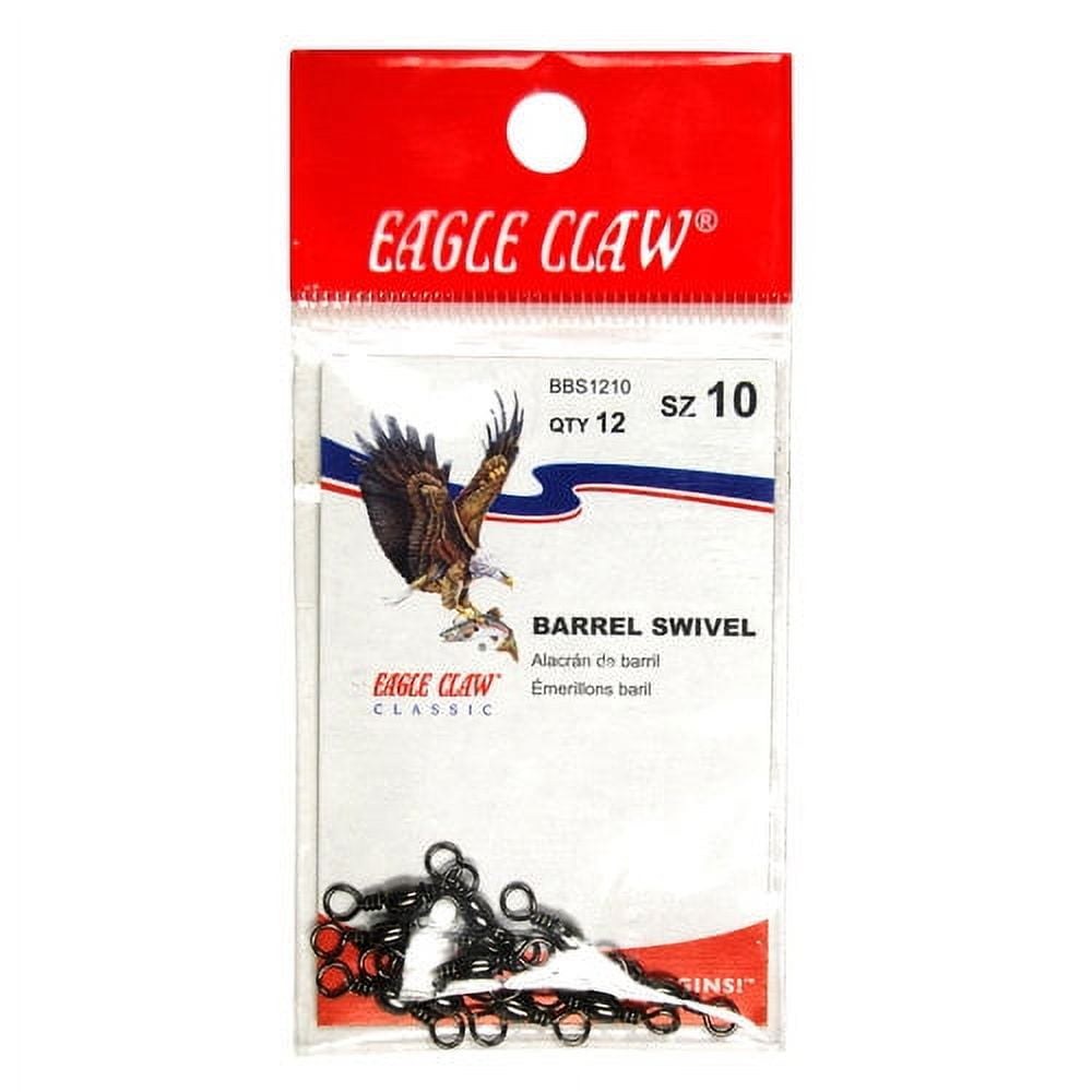 Eagle Claw Barrel Swivel, Black, Size 7, 12 Pack