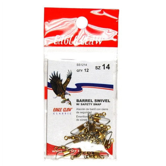 Eagle Claw Barrel Swivel, Brass, Size 14, 12 Pack