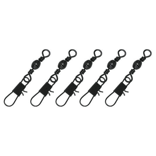 Eagle Claw Barrel Swivel With Interlock Snap, Size 5, Black, 5 Pack