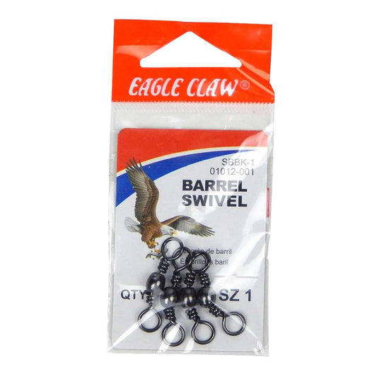 Eagle Claw Black Barrel Swivels Size 1 Pack of 4, 01012-001
