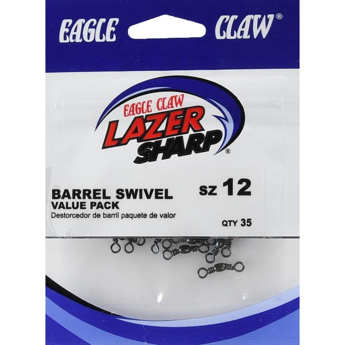 Eagle Claw Lazer Sharp Barrel Swivel, Black, Size 12, 35 Pack