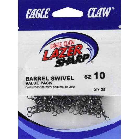 Lazer Sharp Barrel Swivel, Black, Size 10, 35 pack
