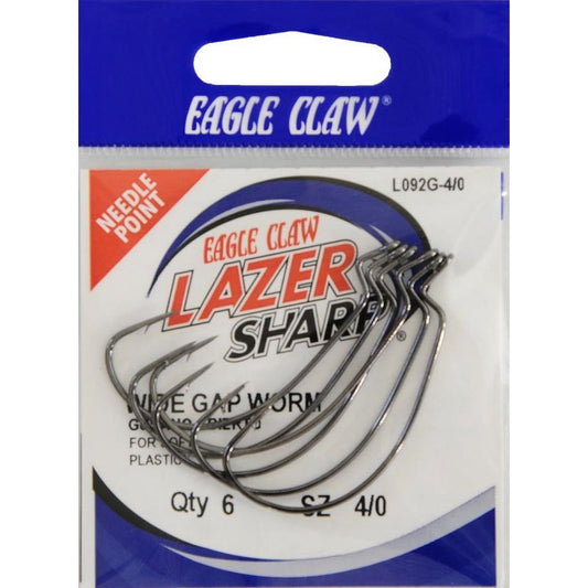Lazer Sharp L092GH-4/0 Extra Wide Gap Worm Hook, Platinum Black, Size 4/0