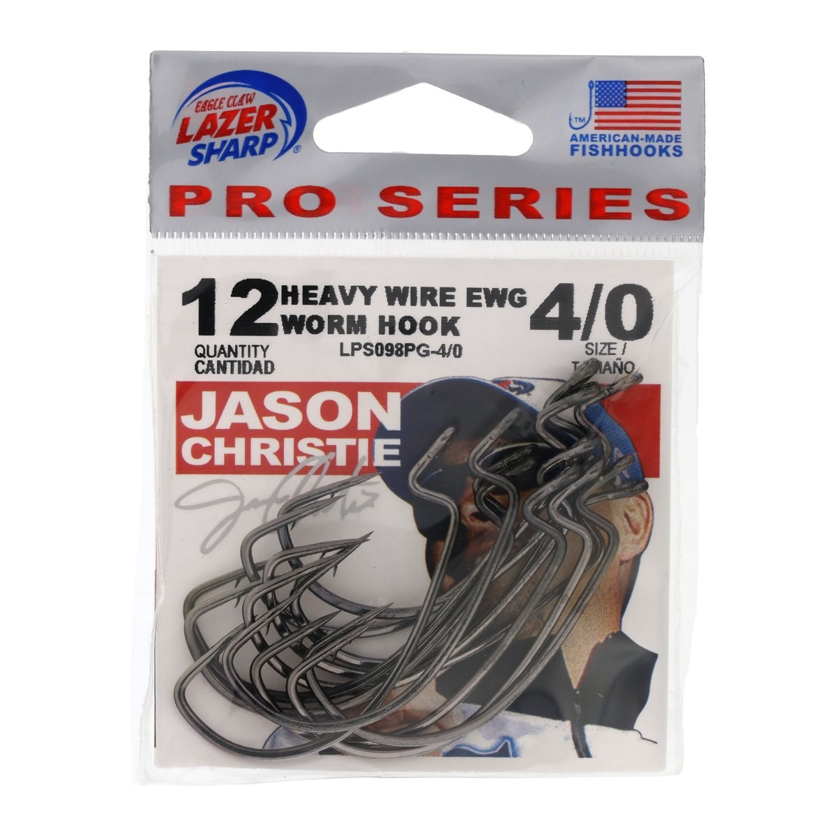 Lazer Sharp LPS098PG-4/0 Jason Christie Heavy Wire EWG Worm Hook, Size 4/0