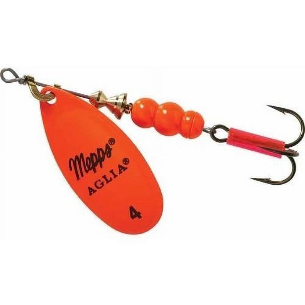 Mepps Aglia In-Line Spinner 1/3 oz, Plain Treble Hook, Hot Orange Blade