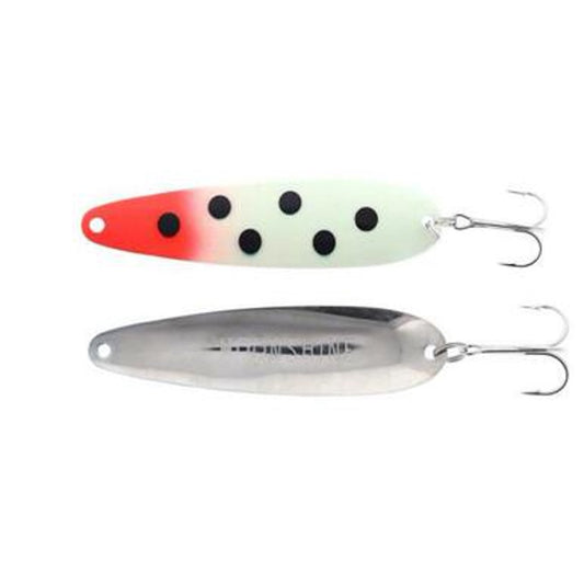 Moonshine Lures Trolling Spoon, Standard Glow Bloody Nose, 4''