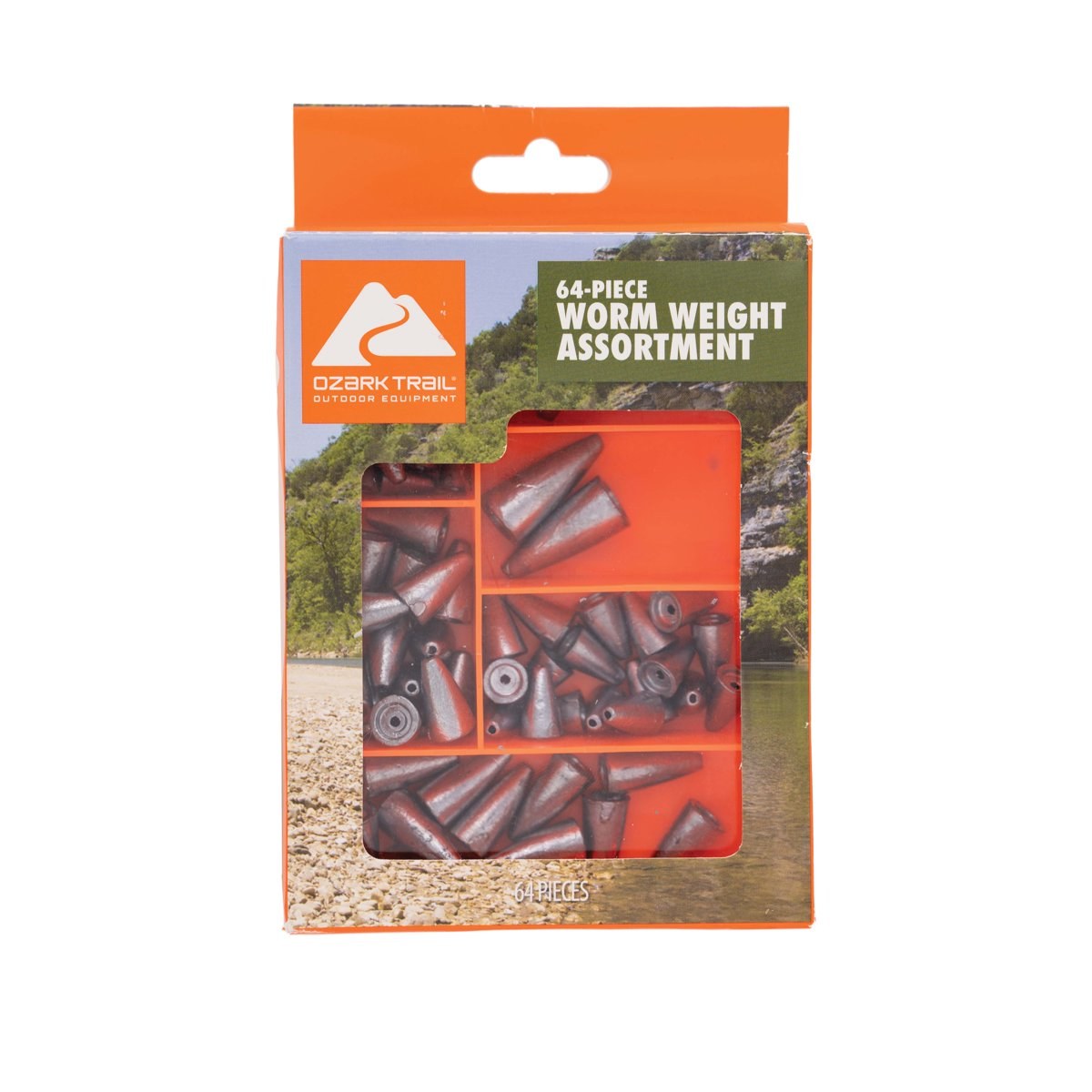 Ozark Trail 64 Piece Worm Weight Fishing Assortment with Storage Box