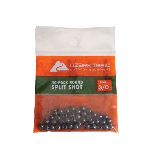 Ozark Trail Round Split Shot Fishing Weights Size 3/0 40 Pack