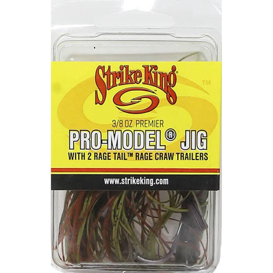 Strike King Premier Pro-Model Jig 3/8oz Rage Craw Green Pumpkin Bass Jig